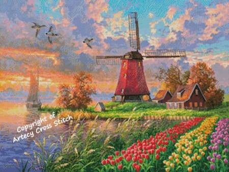 cross stitch pattern Tulip Farm