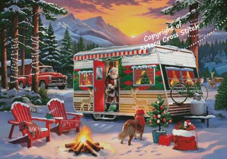 cross stitch pattern Christmas Camper (Large)