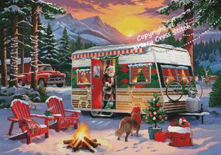 cross stitch pattern Christmas Camper