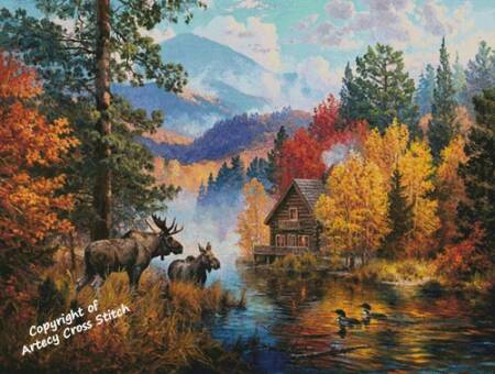 cross stitch pattern Adirondack Lake (Large)