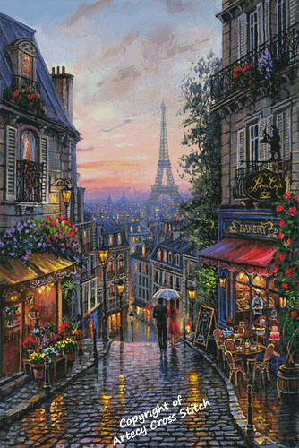 cross stitch pattern After the Rain in Paris (Large)