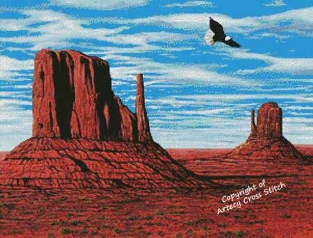 cross stitch pattern Eagle in Monument Valley