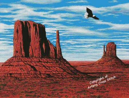 cross stitch pattern Eagle in Monument Valley (Large)