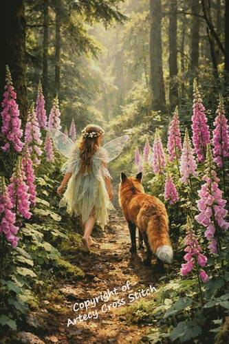 cross stitch pattern Foxglove Fairy (Large)