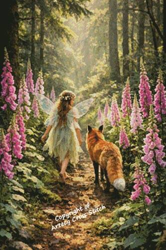 cross stitch pattern Foxglove Fairy