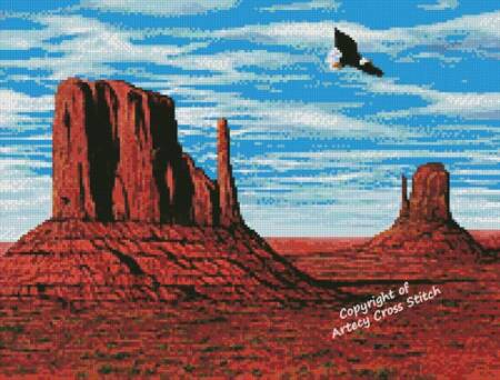 cross stitch pattern Mini Eagle in Monument Valley
