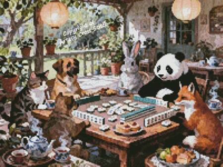 cross stitch pattern Mini A Friendly Game of Mahjong