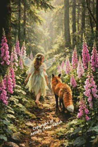 cross stitch pattern Mini Foxglove Fairy
