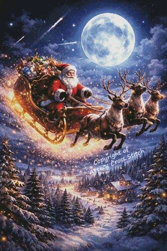 cross stitch pattern Moonlit Christmas Flight (Large)