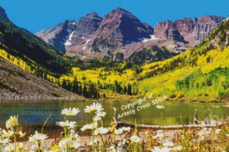 cross stitch pattern Maroon Bells, Colorado