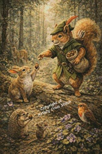 cross stitch pattern Mini Robin Hood Squirrel