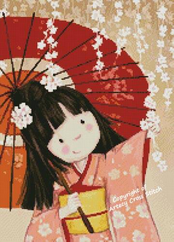 cross stitch pattern Mini Umbrella Girl