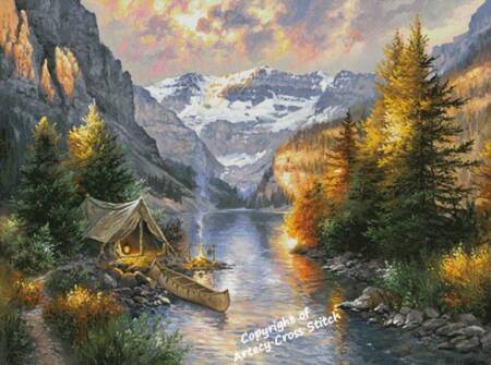 cross stitch pattern Rocky Mountain Campsite (Large)