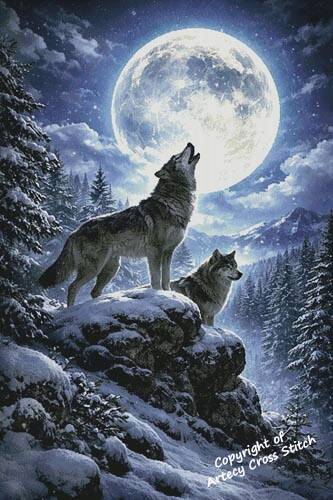 cross stitch pattern Wolf Moon (Large)
