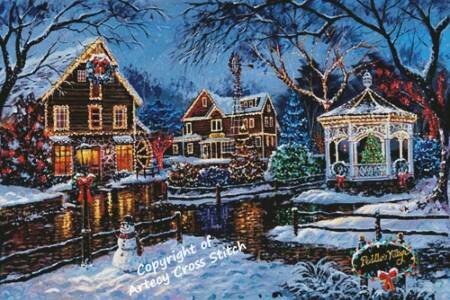 cross stitch pattern Christmas at Peddlers Village (Large)