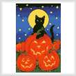 cross stitch pattern Black Cat and Pumpkins