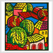 cross stitch pattern Colorful Town Scene
