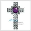 cross stitch pattern Celtic Cross February  Amethyst 