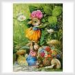 cross stitch pattern Rabbits picking Flowers