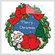 cross stitch pattern Sleeping Santa Wreath