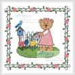 cross stitch pattern Garden Teddy Border 1