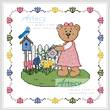 cross stitch pattern Garden Teddy Border 2