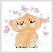 cross stitch pattern Teddies in Love (Pink)