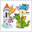 cross stitch pattern Cute Dragon Set