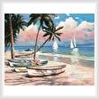 cross stitch pattern Three Boats on a Tropical Beach