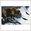 cross stitch pattern Grizzly Bear Salmon Fishing
