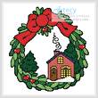 cross stitch pattern Xmas House Wreath