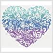 cross stitch pattern Purple Blue Green Heart