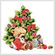 cross stitch pattern Teddy under Christmas Tree