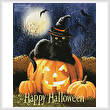 cross stitch pattern Happy Halloween Kitty