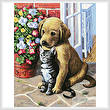 cross stitch pattern Labrador Pup and Kitten