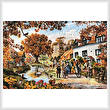 cross stitch pattern A Village in Autumn