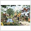 cross stitch pattern A Village in Spring