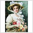 cross stitch pattern Elegant Lady with a Bouquet of Roses