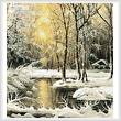 cross stitch pattern Golden Winter Lake (Crop)