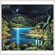 cross stitch pattern Moonlit Cabin (Cushion)