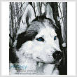 cross stitch pattern Mini Siberian Husky in the Woods