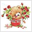 cross stitch pattern Teddy with Roses