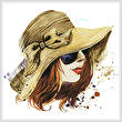 cross stitch pattern Woman in Sun Hat 1