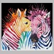 cross stitch pattern Colouful Zebras (Black Background)