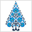 cross stitch pattern Polish Folk Art Christmas Tree Blue
