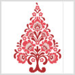 cross stitch pattern Polish Folk Art Christmas Tree Red
