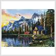 cross stitch pattern Sunset Log Cabin