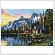 cross stitch pattern Sunset Log Cabin (Large)