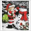 cross stitch pattern Teddy Santa with Snowman (Crop)