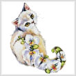 cross stitch pattern White Orchids Cat